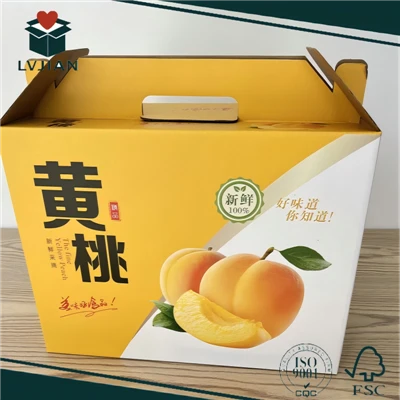 Caja de papel corrugado para melocotón amarillo